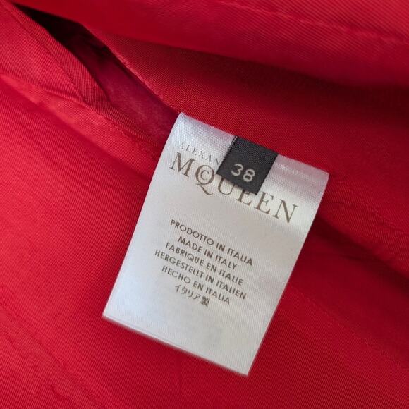 Alexander Mcqueen Red Wool Flounce Coat 38 - Picture 15 of 16